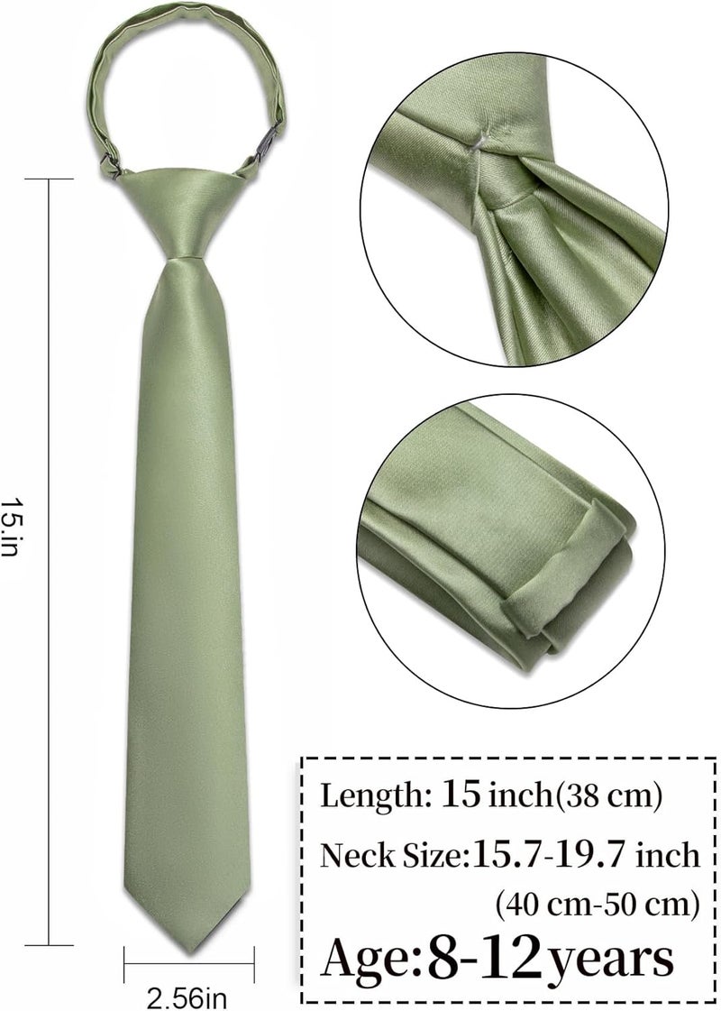 Ailisus Store Boys Tie Solid Color Silk Satin Pre-tied Kids Necktie for Age 8-12 Adjustable Formal Wedding School Graduation - Image 3